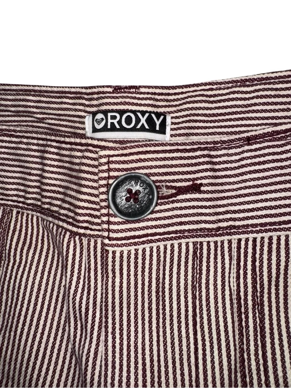 VTG Roxy Striped Cotton Shorts Womens Size 11 Low Rise Cuffed Surf Y2K